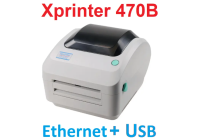 Принтер етикеток Xprinter XP-470B LAN Ethernet+USB до 108мм, білий