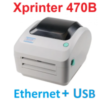 Принтер етикеток Xprinter XP-470B LAN Ethernet+USB до 108мм, білий